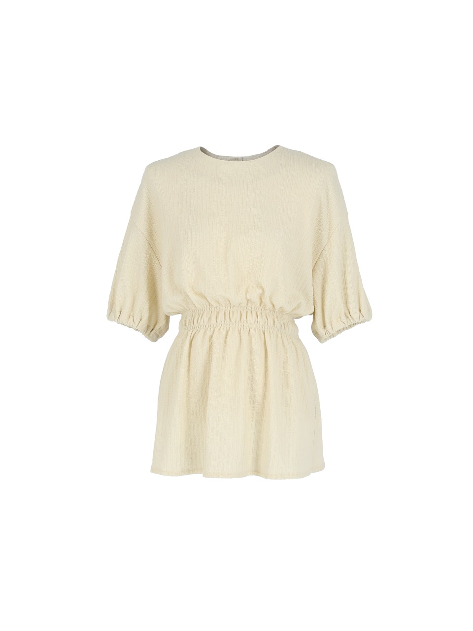 5S Puff-Sleeve crinkled Blouse - Ivory