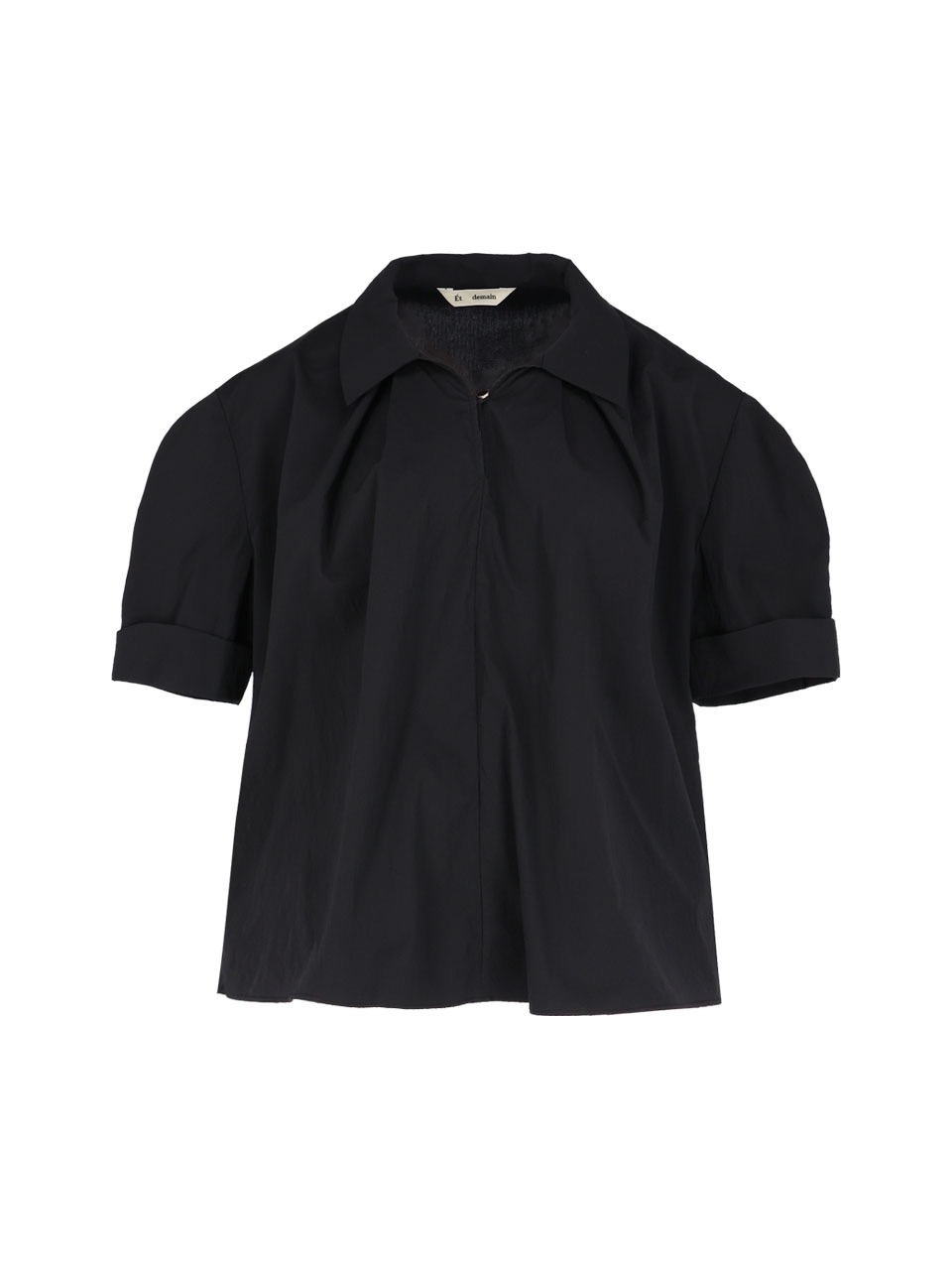 Balloon half sleeve shirt blouse - Black