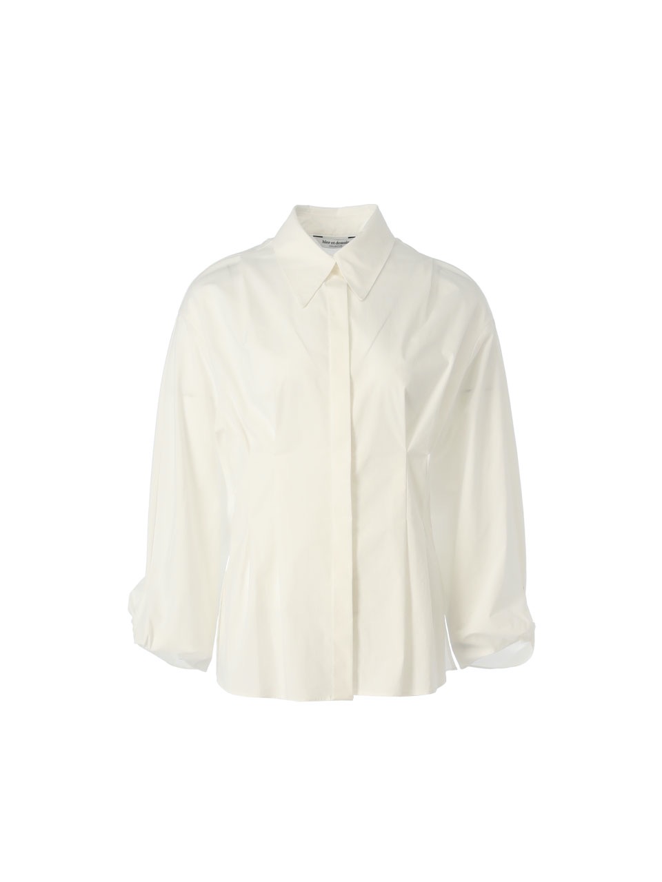 6A Tuck detailed cotton-blend tiwst shirt (White)